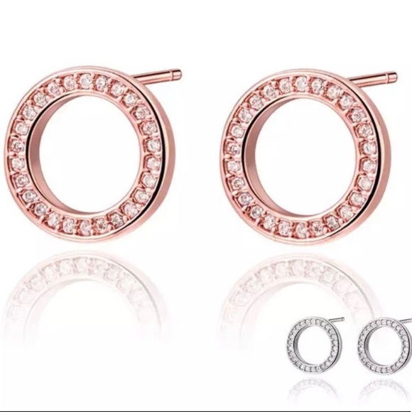 **New Luxury 18k Rose Gold Diamond Stud Earrings - Picture 2 of 4